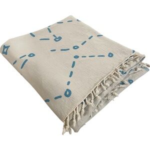 Sand Cloud Blue and Cream XL beach towel Blanket Cotton Turkish